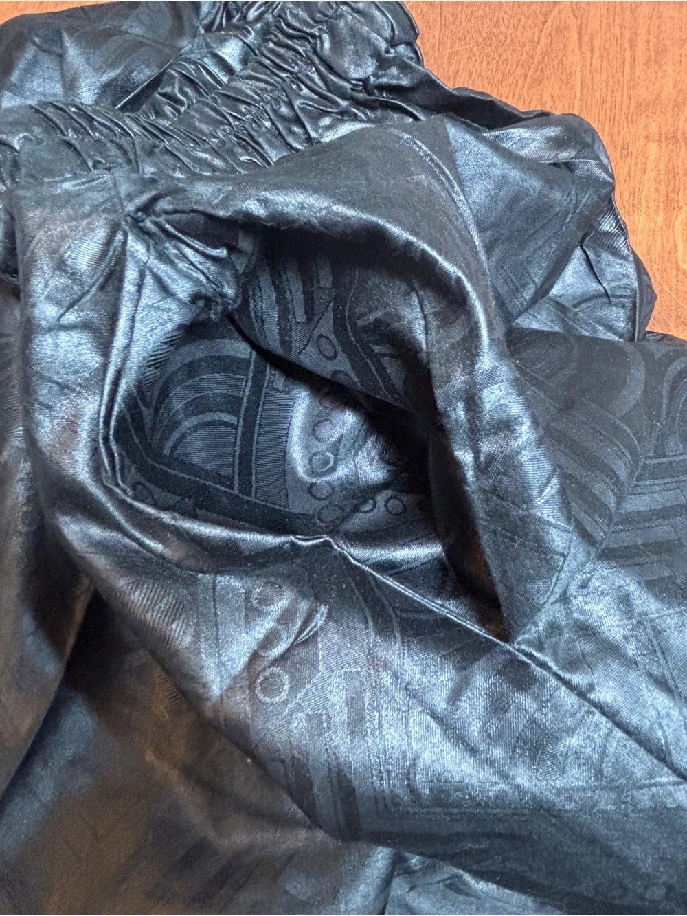 Men's Black Faux Leather Pants - Classic Elastic Waist - Picture 5 of 6